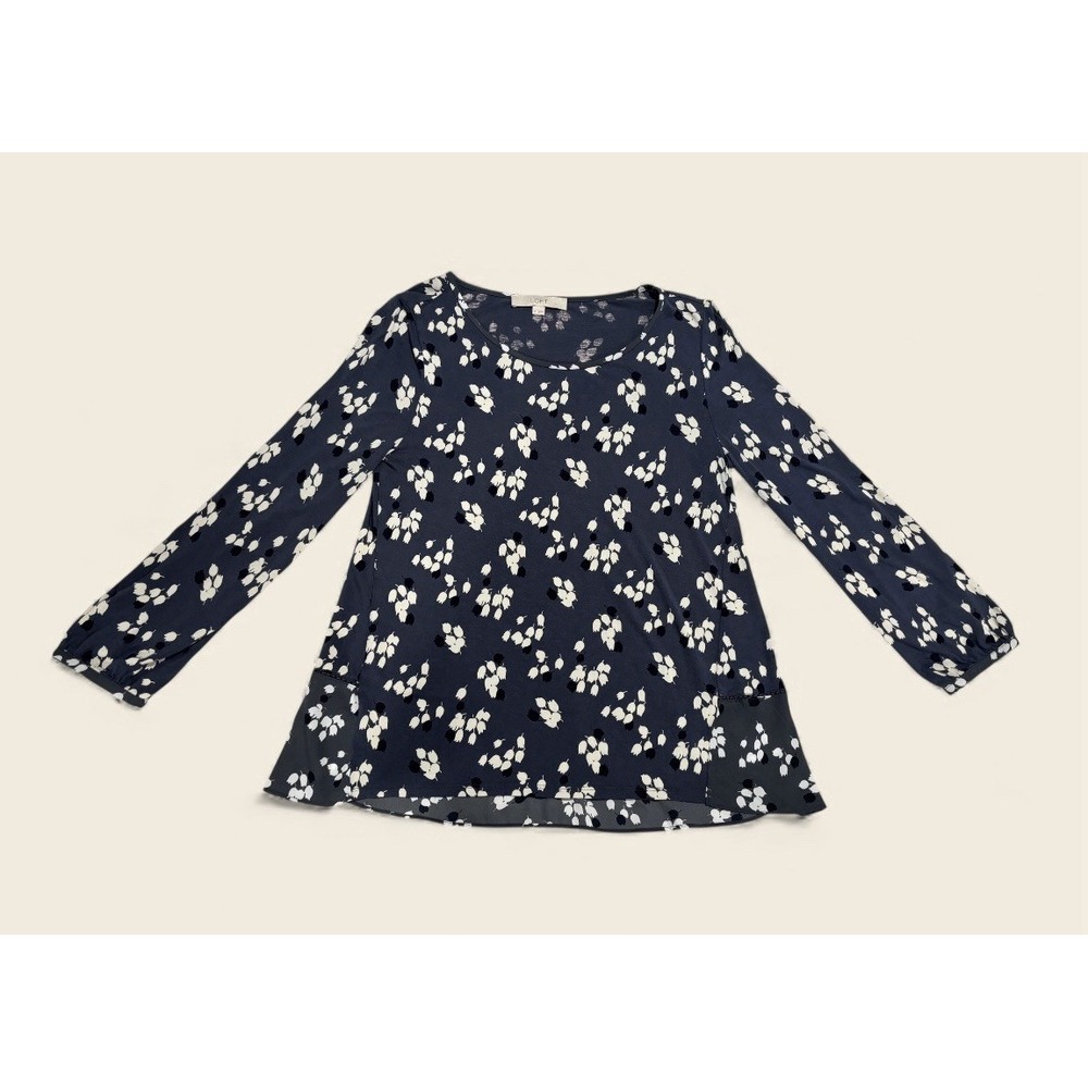 LOFT - Floral Mixed Media Long Sleeve Top -‎ Medium